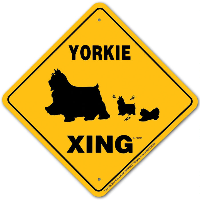 Yorkie Xing Sign Aluminum 12 in X 12 in #20530