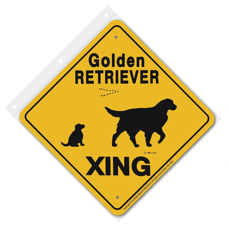 Golden Retriever Xing Sign Aluminum 12 in X 12 in #20464