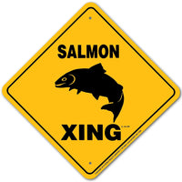 Salmon Xing Sign Aluminum 12 in X 12 in #20863