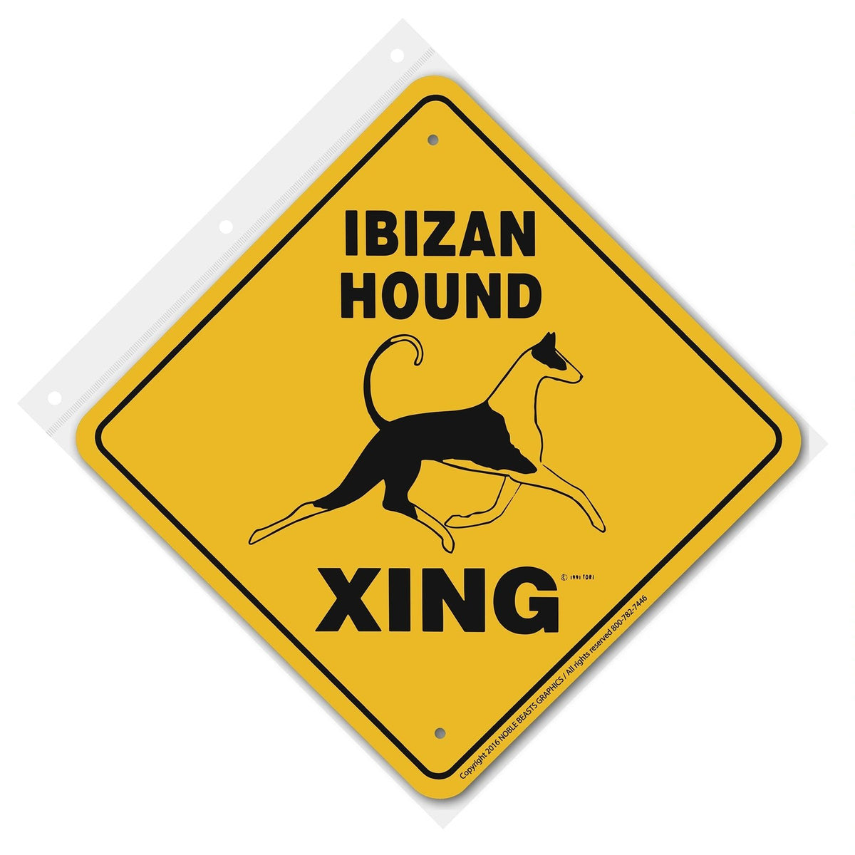 Ibizan Hound Xing Sign Aluminum 12 in X 12 in #20642