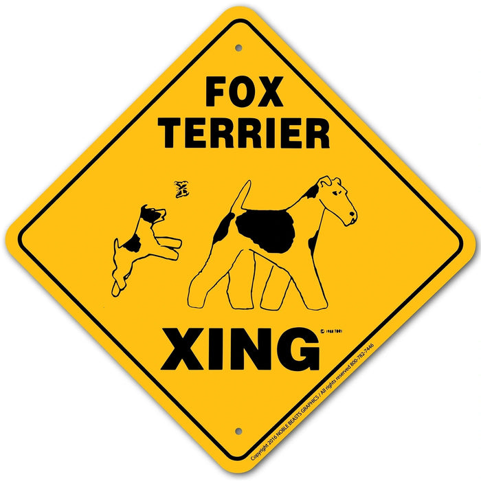 Fox Terrier (Wire) Xing Sign Aluminum 12 in X 12 in #20528