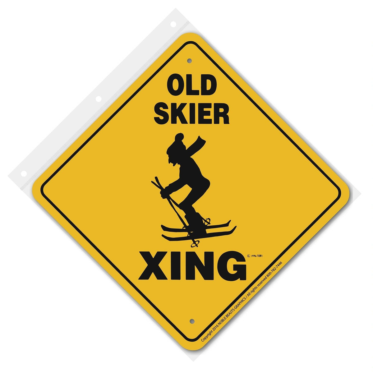 Old Skier Xing Sign Aluminum 12 in X 12 in #20942