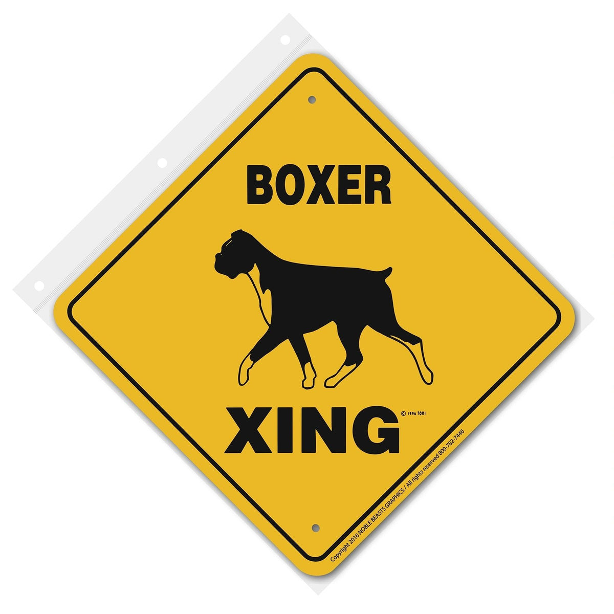 Boxer (Uncropped) Xing Sign Aluminum 12 in X 12 in #20869