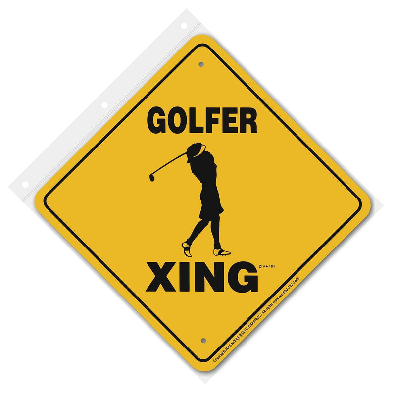 Golfer (Female) Xing Sign Aluminum 12 in X 12 in #20807