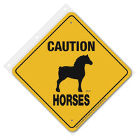 Horses (Draft) Caution Xing Sign Aluminum 12 in X 12 in #21320