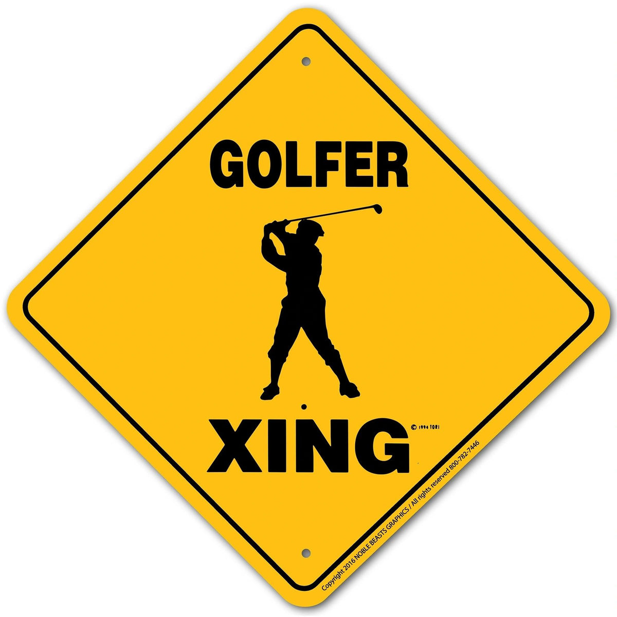 Golfer (Male) Xing Sign Aluminum 12 in X 12 in #20782