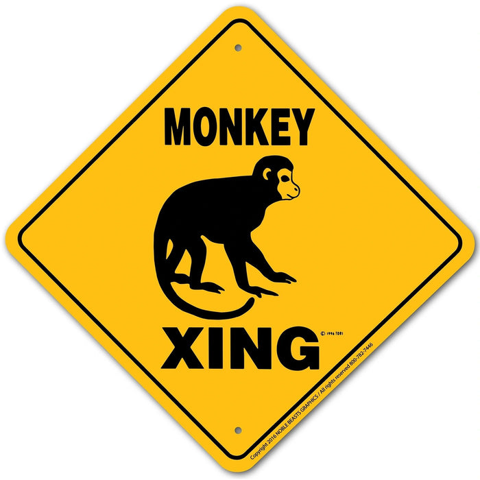 Monkey Xing Sign Aluminum 12 in X 12 in #20915