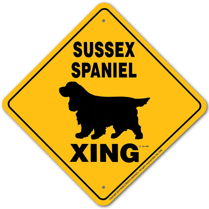 Sussex Spaniel Xing Sign Aluminum 12 in X 12 in #20634