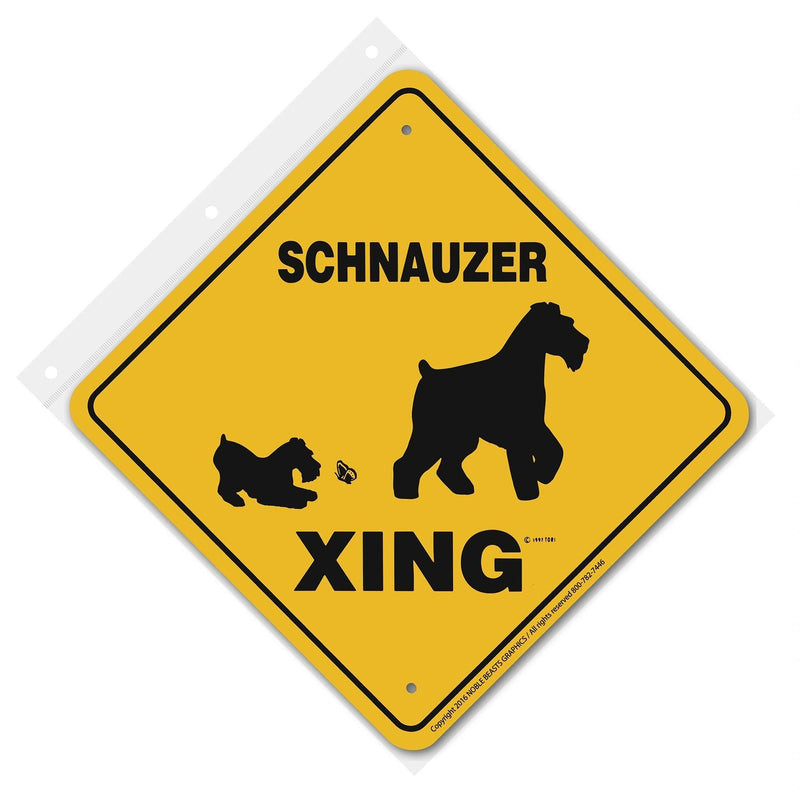 Schnauzer(Miniature Uncropped) Xing Sign Aluminum 12 in X 12 in #20964