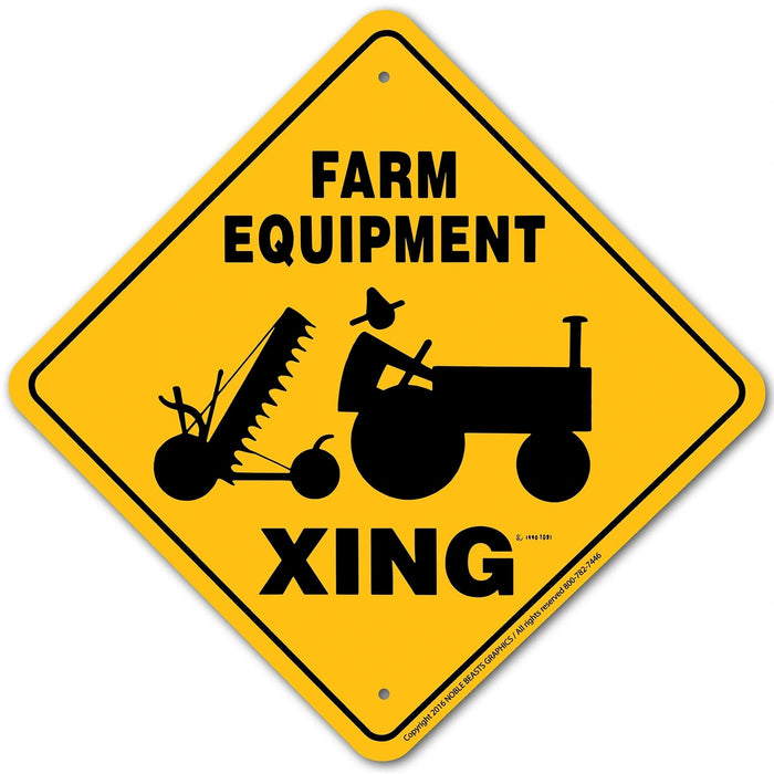 Farm Equipment Xing Sign Aluminum 12 in X 12 in #20604