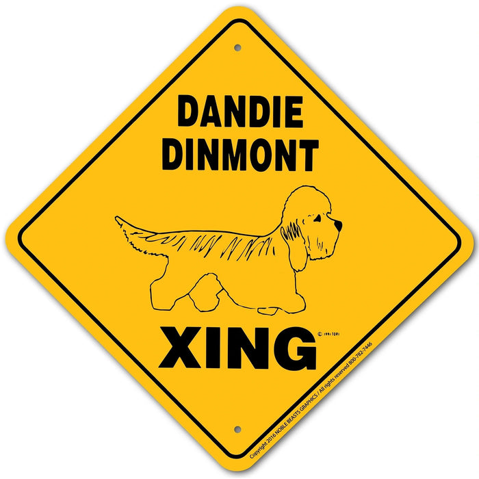 Dandie Dinmont Xing Sign Aluminum 12 in X 12 in #20648