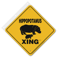 Hippopotamus Xing Sign Aluminum 12 in X 12 in #208282