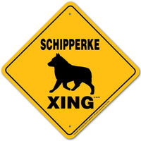 Schipperke Xing Sign Aluminum 12 in X 12 in #20480