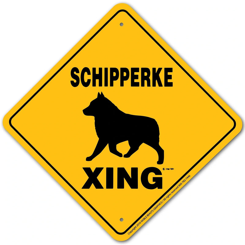 Schipperke Xing Sign Aluminum 12 in X 12 in #20480