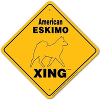 American Eskimo Xing Sign Aluminum 12 in X 12 in #20773