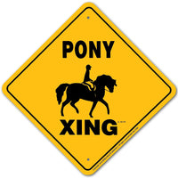 Pony (English) Xing Sign Aluminum 12 in X 12 in #20470