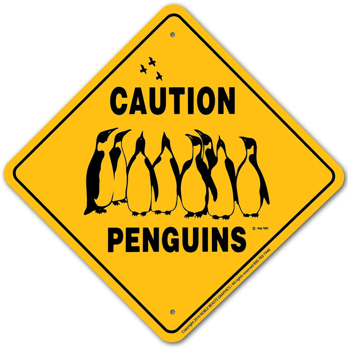 Penguins Caution Sign Aluminum 12 in X 12 in #20406