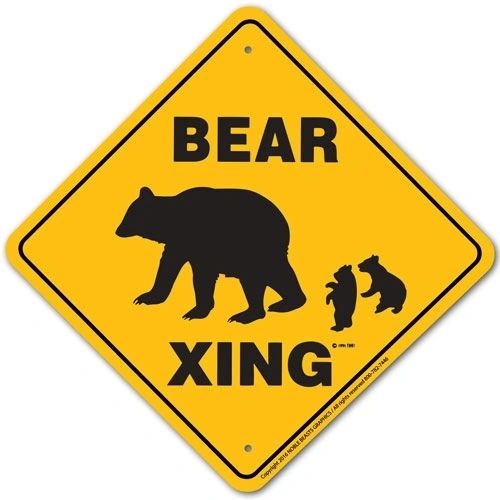 Bear Xing Sign Aluminum 12 in X 12 in #20690