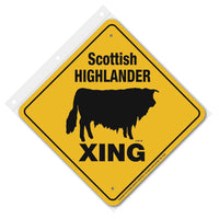 Scottish Highlander Xing Sign Aluminum 12 in X 12 in #20717