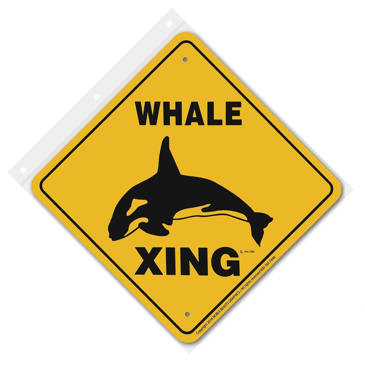 Whale Xing Sign Aluminum 12 in X 12 in #20668