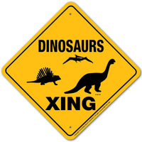 Dinosaurs Xing Sign Aluminum 12 in X 12 in #20757