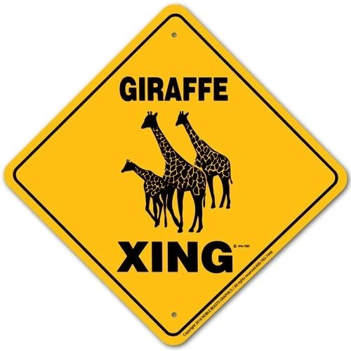 Giraffe Xing Sign Aluminum 12 in X 12 in #20777