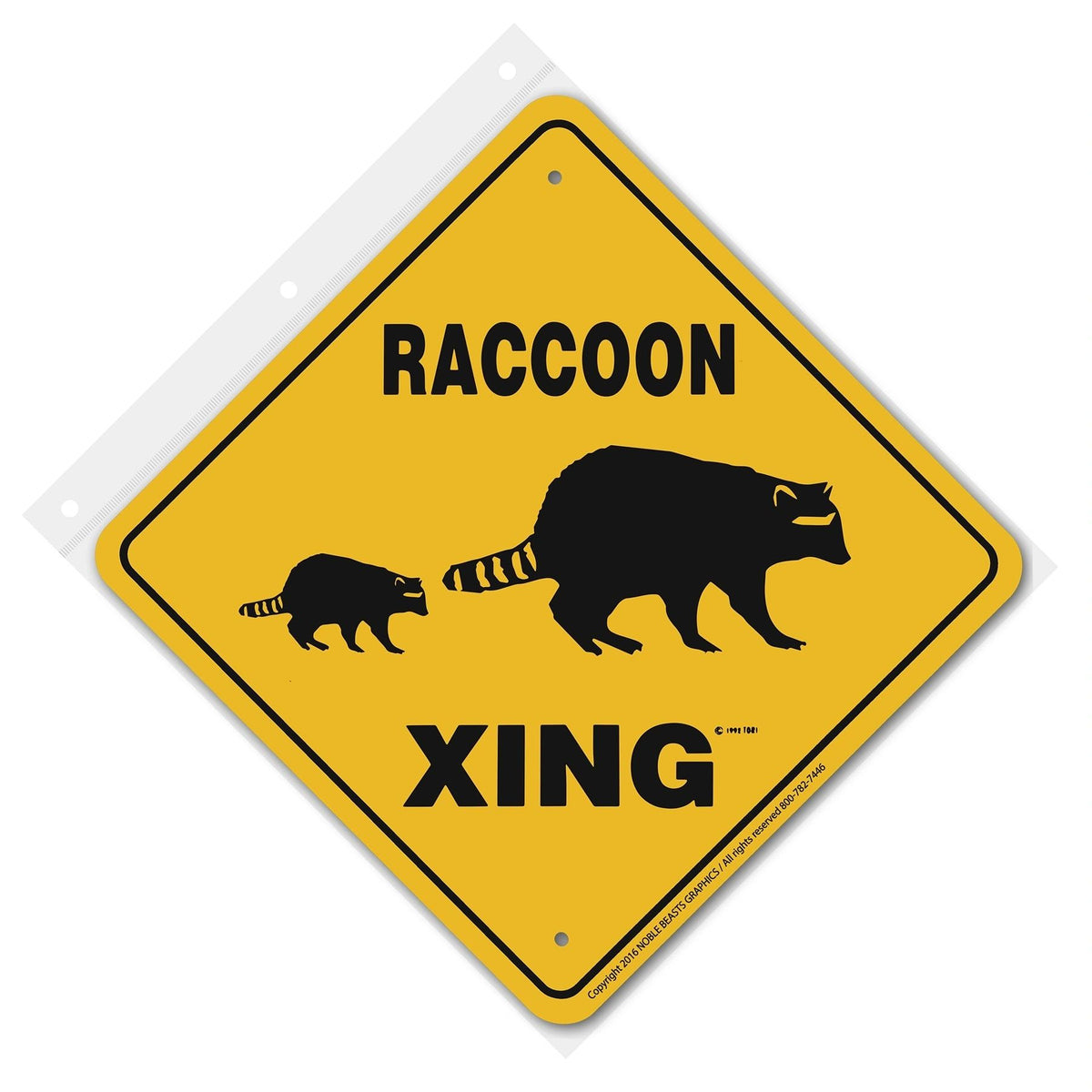 Raccoon Xing Sign Aluminum 12 in X 12 in #20744