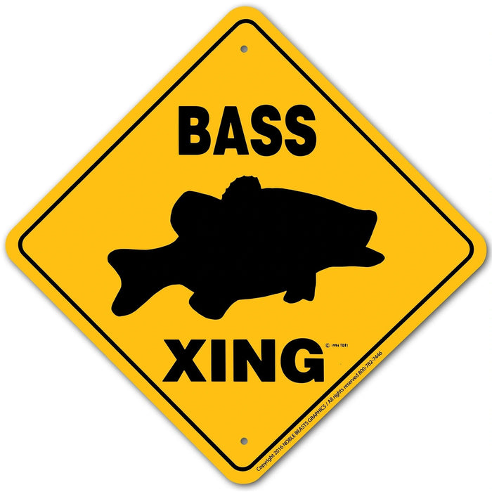 Bass (Solid) Xing Sign Aluminum 12 in X 12 in #20778