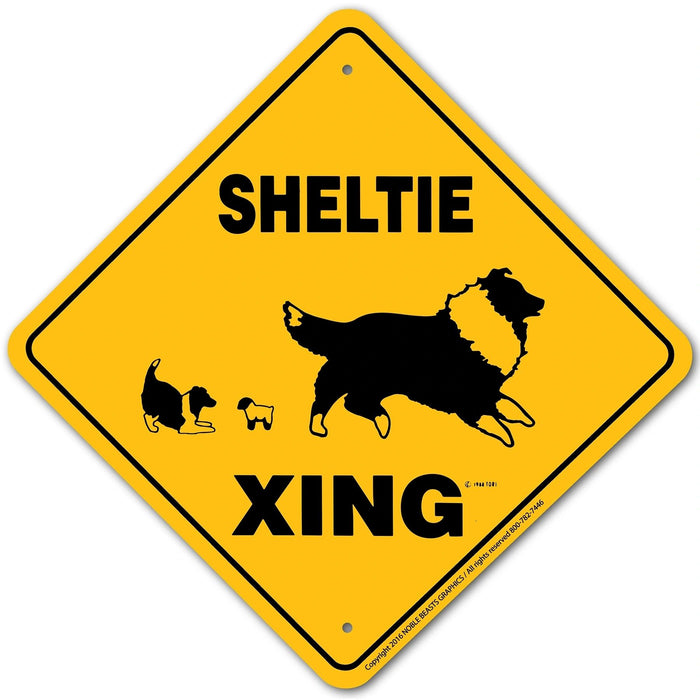 Sheltie Xing Sign Aluminum 12 in X 12 in #20462