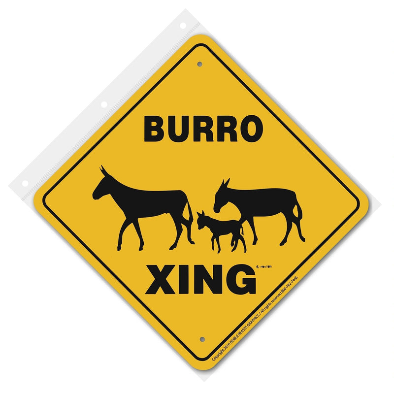 Burro Xing Sign Aluminum 12 in X 12 in #20354