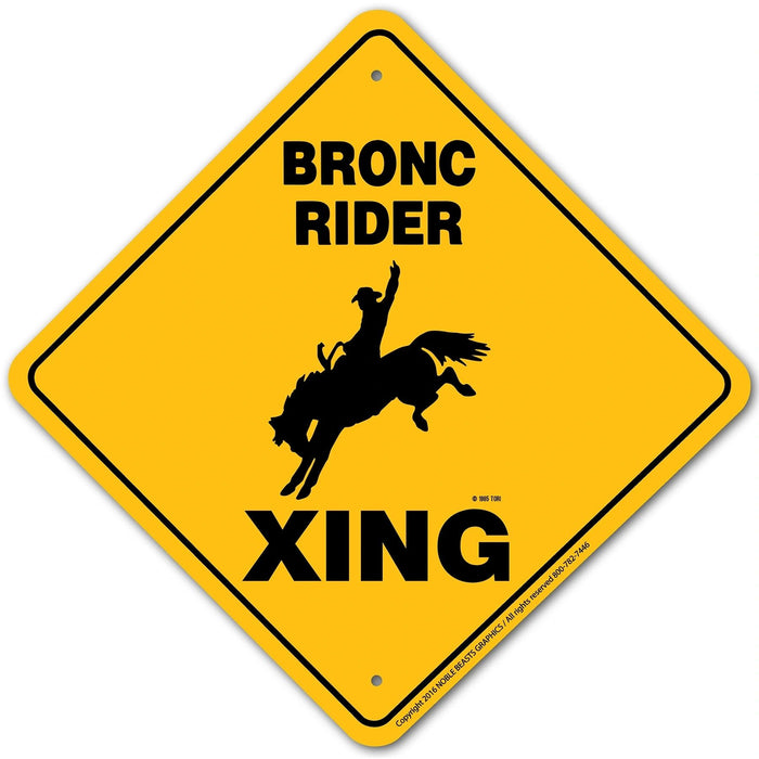 Bronc Rider (Bareback) Xing Sign Aluminum 12 in X 12 in #20997