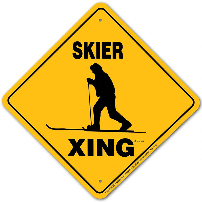 Skier (Cros Country) Xing Sign Aluminum 12 in X 12 in #20937