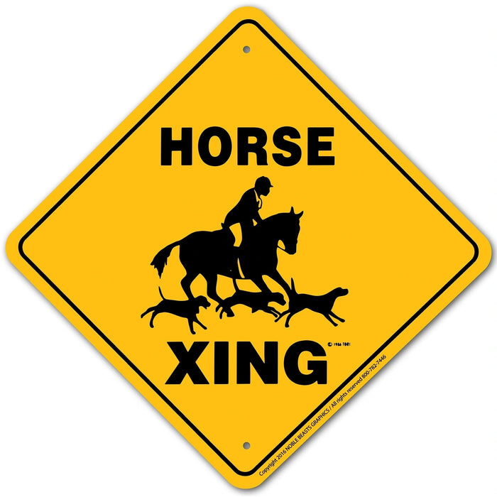 Horse (Hunt) Xing Sign Aluminum 12 in X 12 in #20410