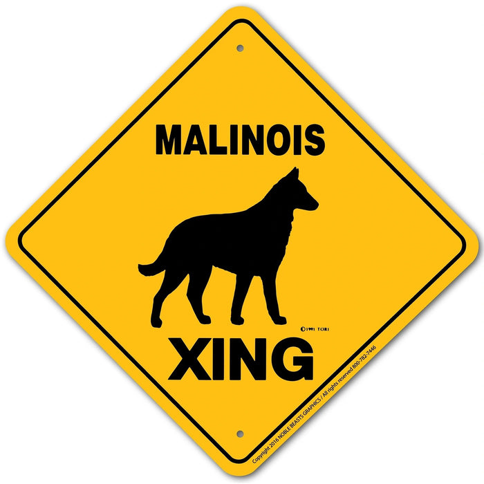 Malinois Xing Sign Aluminum 12 in X 12 in #20644
