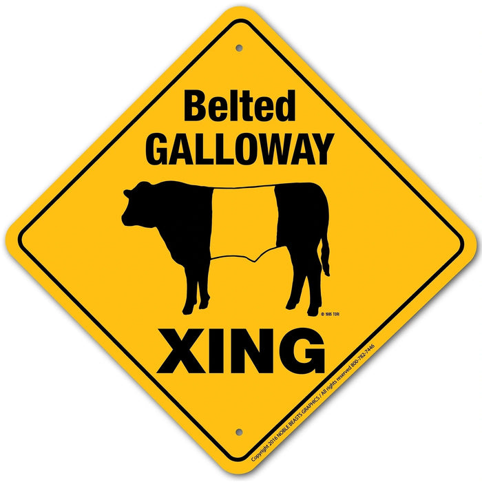 Belted Galloway Xing Sign Aluminum 12 in X 12 in #20810