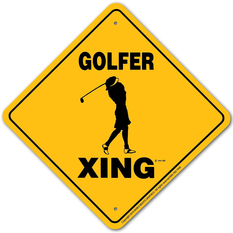 Golfer (Female) Xing Sign Aluminum 12 in X 12 in #20807