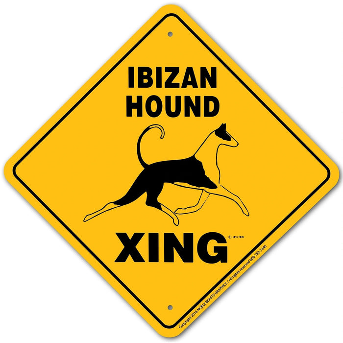 Ibizan Hound Xing Sign Aluminum 12 in X 12 in #20642