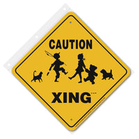 Caution Children Xing Sign Aluminum 12 in X 12 in #20358