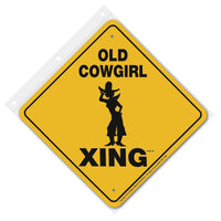 Old Cowgirl Xing Sign Aluminum 12 in X 12 in #20791