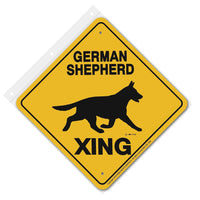 German Shepherd Xing Sign Aluminum 12 in X 12 in #20434