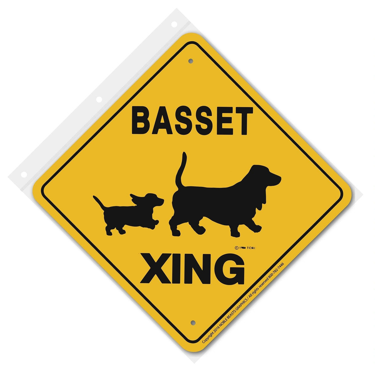 Basset Hound Xing Sign Aluminum 12 in X 12 in #20456