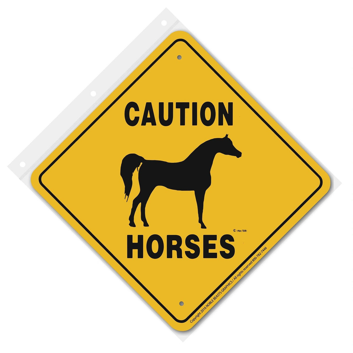 Caution Horses (Arab) Sign Aluminum 12 in X 12 in #1306