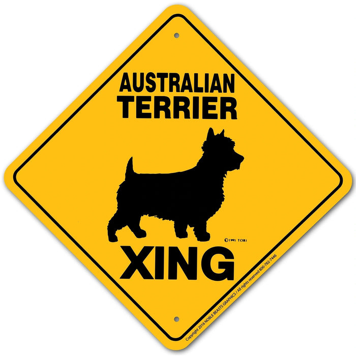 Austrailian Terrier Xing Sign Aluminum 12 in X 12 in #20654