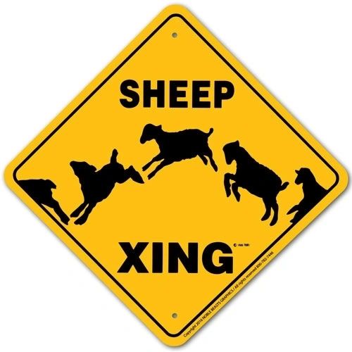 Sheep (Silly) Xing Sign Aluminum 12 in X 12 in #20364