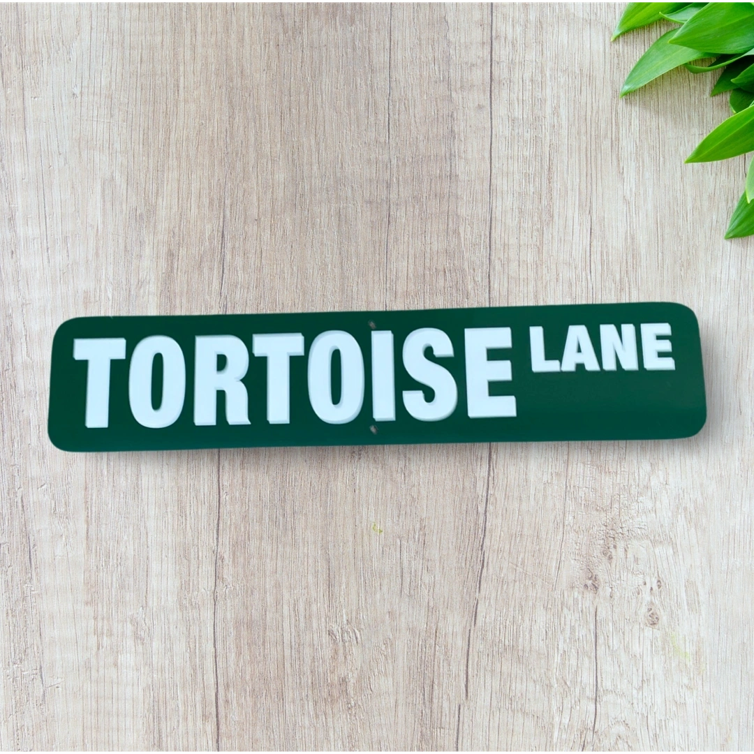 TORTOISE LANE Sign Aluminum 4 in X 18 in