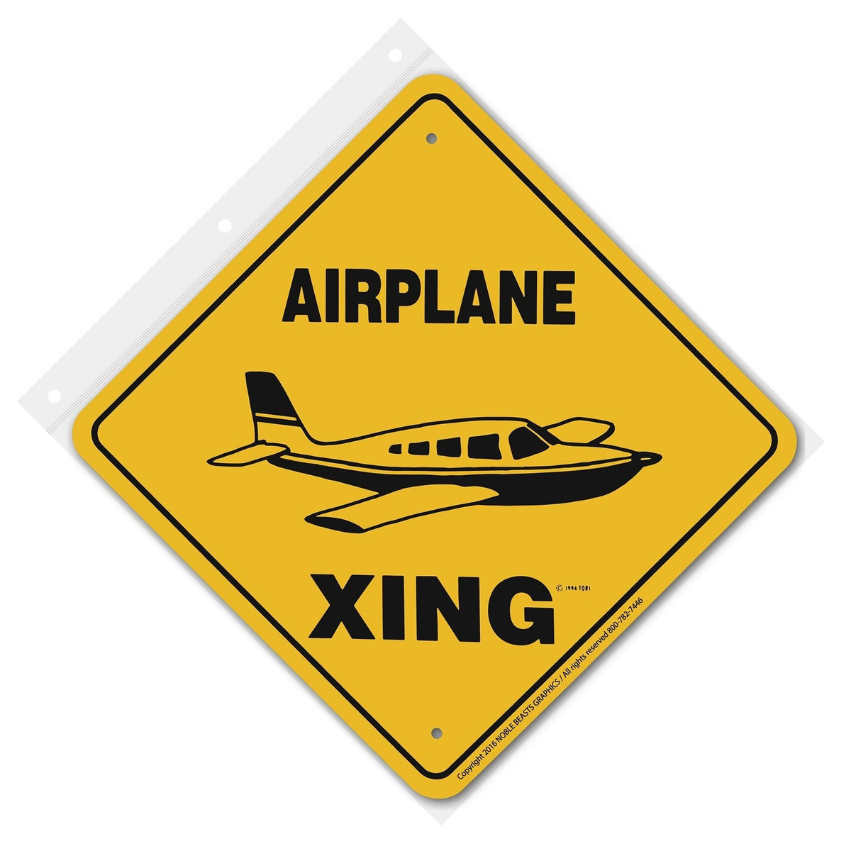 Airplane Xing Sign Aluminum 12 in X 12 in #20785