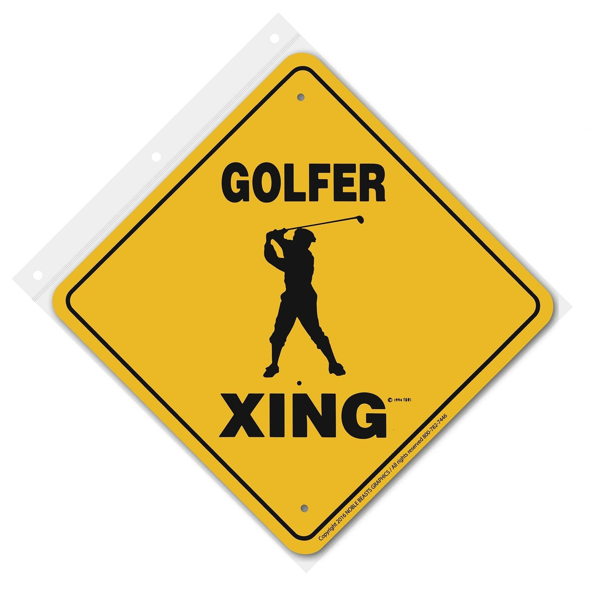 Golfer (Male) Xing Sign Aluminum 12 in X 12 in #20782