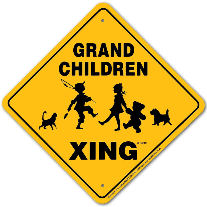 Grandchildren Xing Sign Aluminum 12 in X 12 in #20702