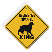 English Toy Spaniel Xing Sign Aluminum 12 in X 12 in #20658