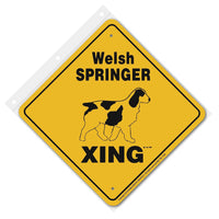 Welsh Springer Xing Sign Aluminum 12 in X 12 in #20662